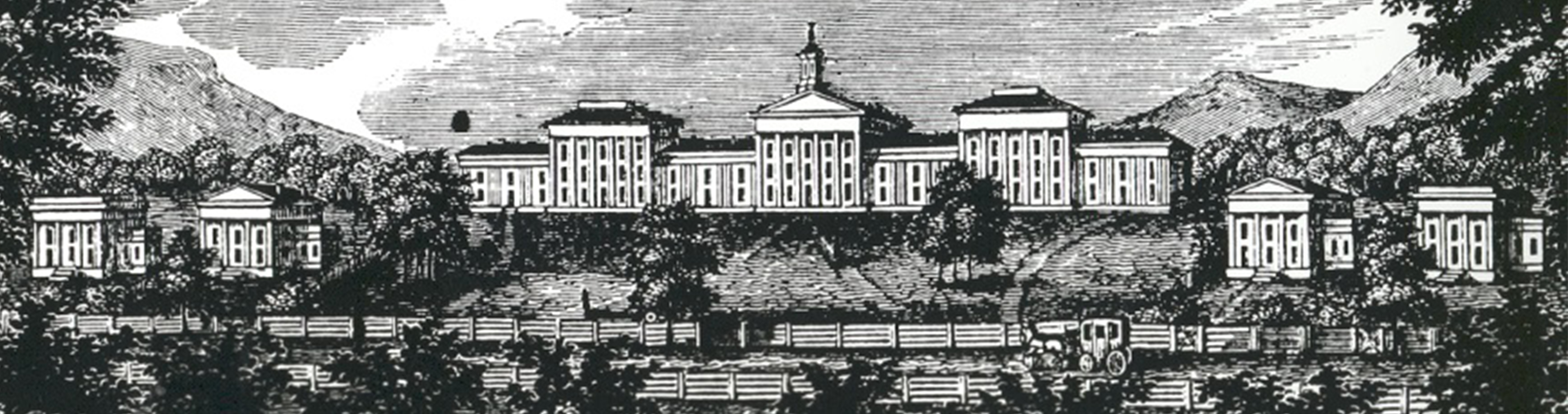 Colonnade woodcut image
